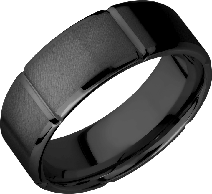 Zirconium 8mm beveled band with 6 segmented sections