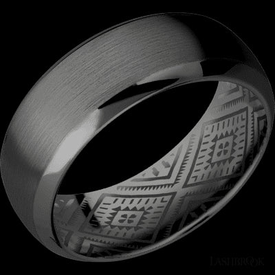 8 mm wide Domed Bevel Zirconium band.