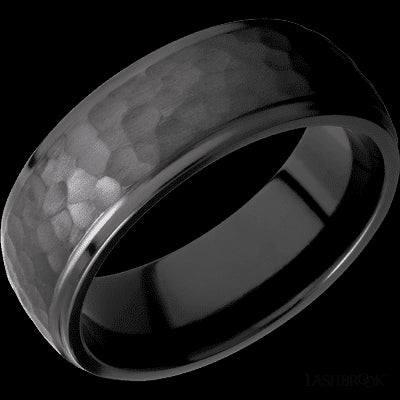 8 mm wide Domed Stepped Down Edges Zirconium band.