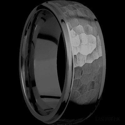 8 mm wide Domed Stepped Down Edges Zirconium band.