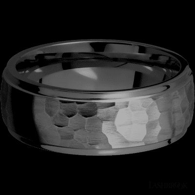 8 mm wide Domed Stepped Down Edges Zirconium band.