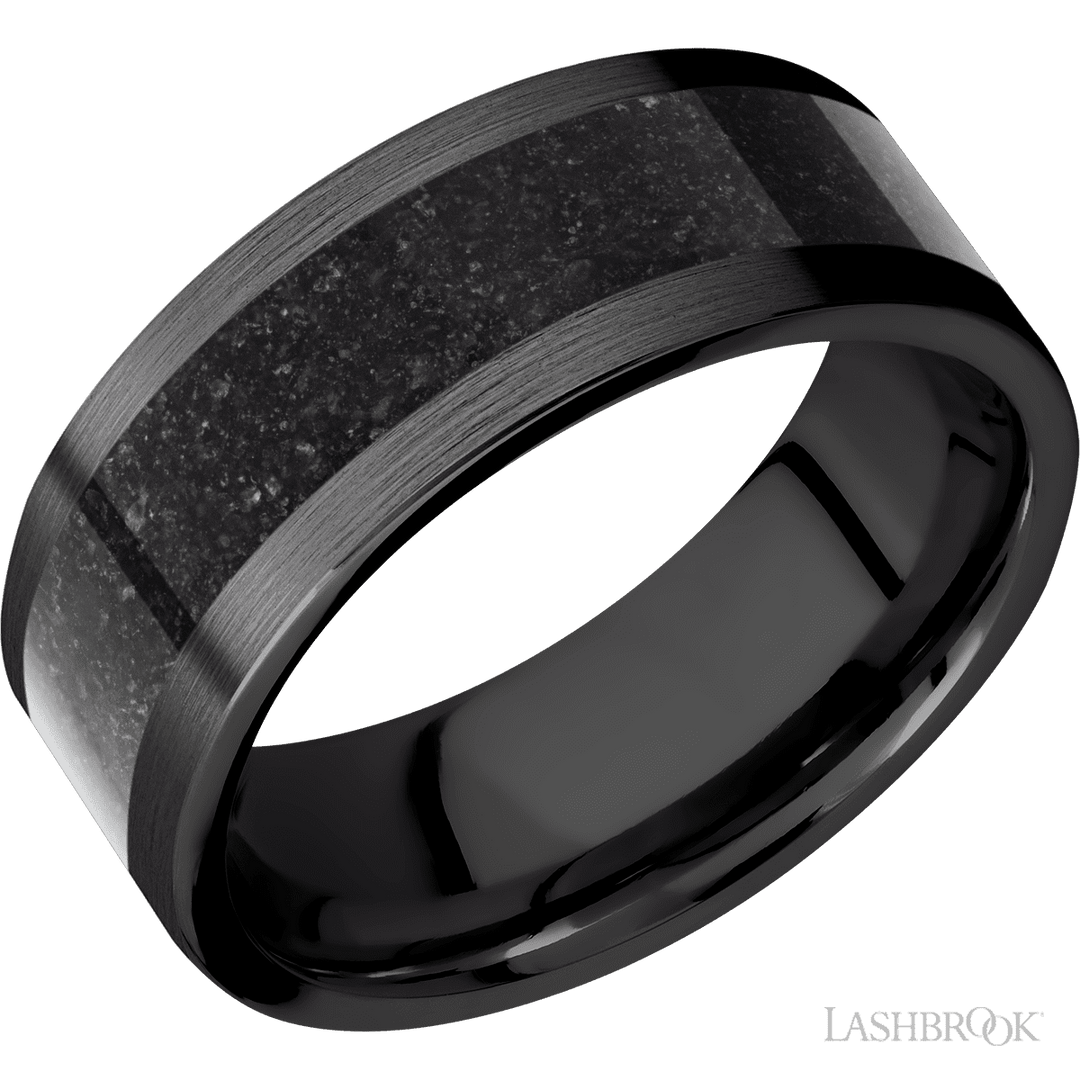 Zirconium with Satin Finish and Dinosaur Bone Black Inlay