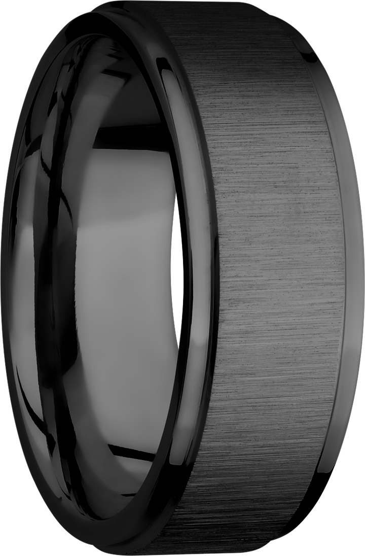 Zirconium 8mm flat band with grooved edges