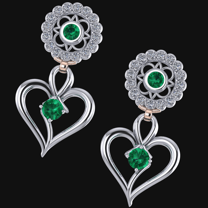 Drop Emerald and Diamond Dangle Earrings - BVW Jewelers - Fine Engagement Rings & Custom Designs